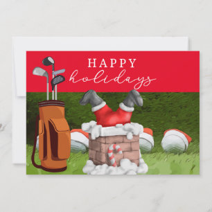Tarjeta Festiva Navidades de golf Holiday Santa Claus acuarela