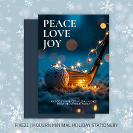 Tarjeta Festiva Navidades de golf nocturno tranquilos y con nieve