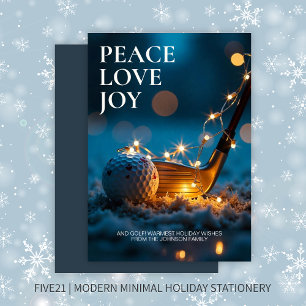 Tarjeta Festiva Navidades de golf nocturno tranquilos y con nieve