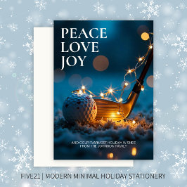 Tarjeta Festiva Navidades de golf nocturno tranquilos y con nieve