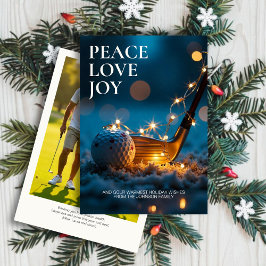 Tarjeta Festiva Navidades de golf nocturno tranquilos y con nieve.