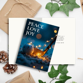 Tarjeta Festiva Navidades de golf nocturno tranquilos y con nieve