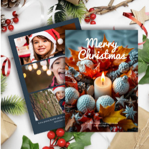 Tarjeta Festiva Navidades de golf pueden usar tres marchas fotográ