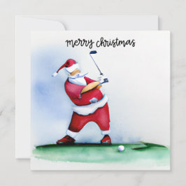 Tarjeta Festiva Navidades de golf Santa Claus está jugando golf en