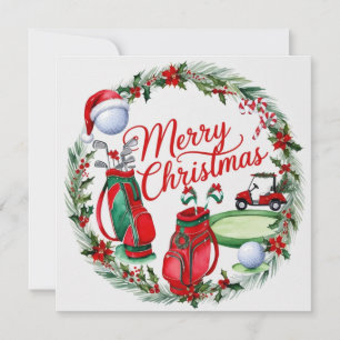 Tarjeta Festiva Navidades de golf temáticos para acuarela de Golfe