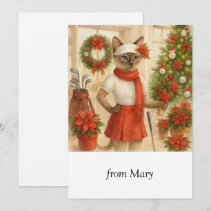 Tarjeta Festiva Navidades de golf temáticos para Cat Golfer