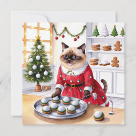 Tarjeta Festiva Navidades de golf temáticos para Cat Lover Golfer
