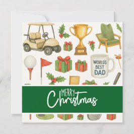 Tarjeta Festiva Navidades de golf temáticos para el padre del golf