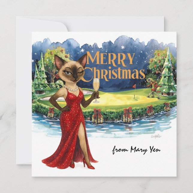 Tarjeta Festiva Navidades de golf temáticos para mujeres amantes d (Anverso)