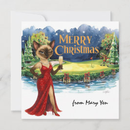 Tarjeta Festiva Navidades de golf temáticos para mujeres amantes d