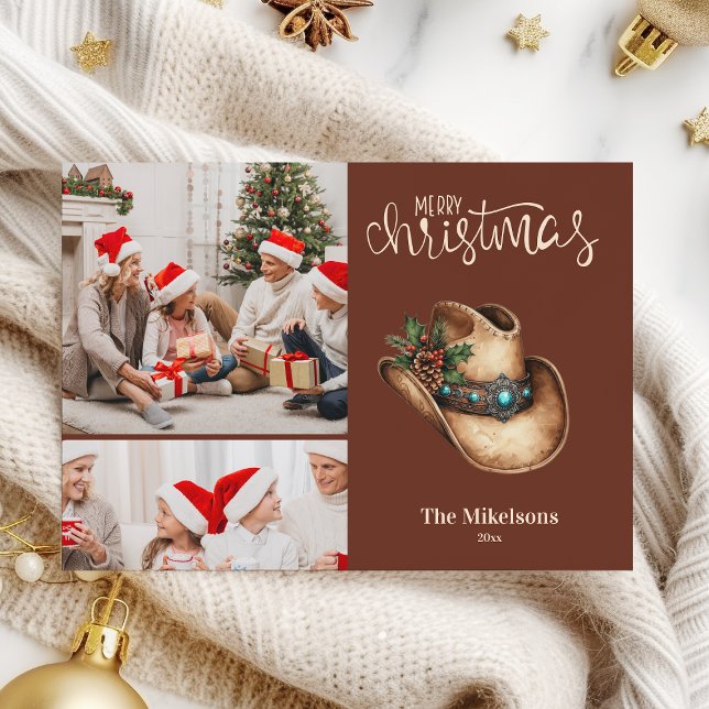 Tarjeta Festiva Navidades de Gorra de Cowboy occidentales 2 Foto (Subido por el creador)