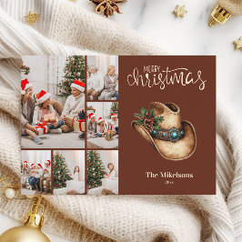 Tarjeta Festiva Navidades de Gorras de Cowboy occidentales 6 Foto