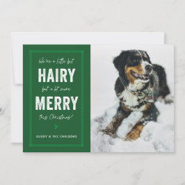 Tarjeta Festiva Navidades de Green Hairy y Merry Mascota