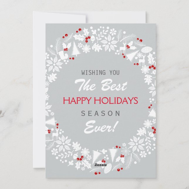 Tarjeta Festiva Navidades de gris blanco y claro celebran fiestas (Reverso)