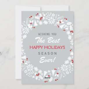 Tarjeta Festiva Navidades de gris blanco y claro celebran fiestas