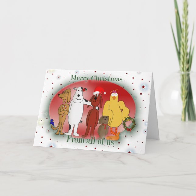 Tarjeta Festiva Navidades de grupos de animales Fiestas Personaliz (Anverso)