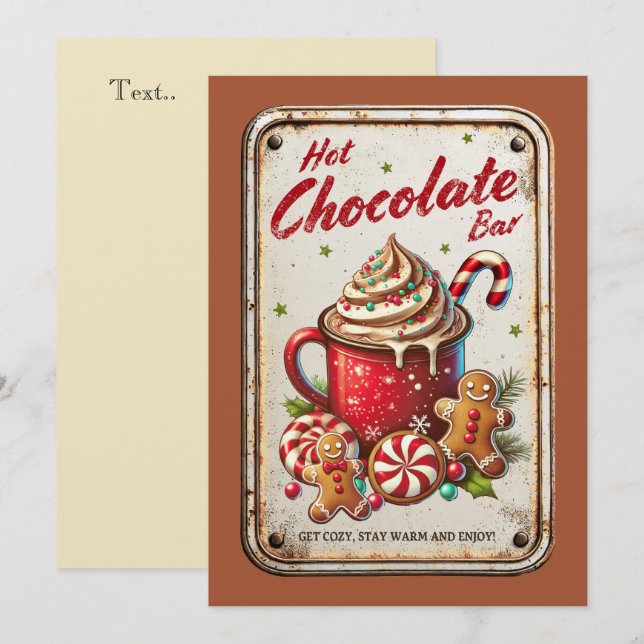 Tarjeta Festiva Navidades de Guay en barra de chocolate caliente d (Anverso / Reverso)