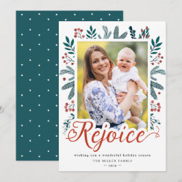 Tarjeta Festiva Navidades de guión de alegría Pine Holly Berries F