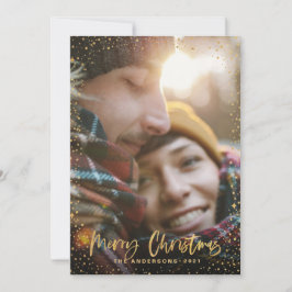 Tarjeta Festiva Navidades de guión dorado estrellas 1 festividad v