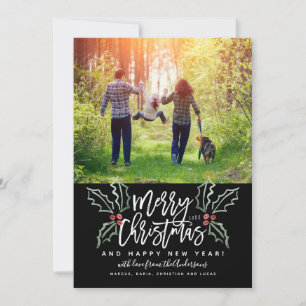 Tarjeta Festiva Navidades de guiones de pincel Hollies