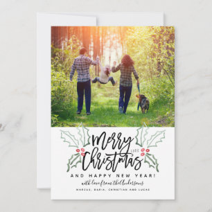 Tarjeta Festiva Navidades de guiones de pincel Hollies