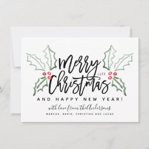 Tarjeta Festiva Navidades de guiones de pincel Hollies