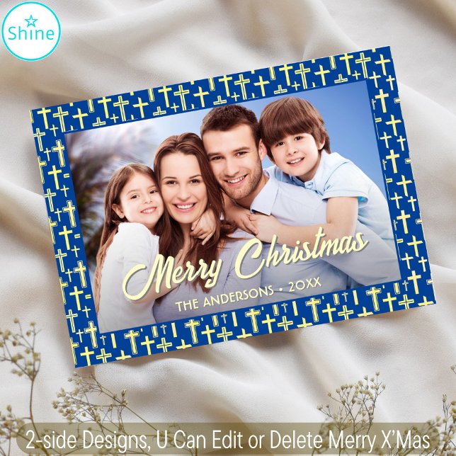 Tarjeta Festiva Navidades de guiones elegantes de la cruz cristian (Subido por el creador)