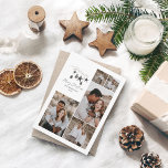 Tarjeta Festiva Navidades de guiones modernos y elegantes de color<br><div class="desc">Negro moderno y elegante color de agua rústico beige natural escandinavo contemporáneo color beige,  negro y blanco 5 tarjeta de Navidades de vacaciones multifoto.</div>
