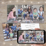 Tarjeta Festiva Navidades de guiones negros y nuevos años 4 foto<br><div class="desc">Envíe elegantes saludos alegres y comparta cuatro de sus fotos favoritas con una tarjeta de vacaciones única de 4"x8" para personalizados. Todo el texto de esta plantilla es sencillo de personalizar para incluir cualquier texto, como Feliz Navidad, Felices Fiestas, Saludos de Temporadas, Saludos de Año Nuevo, etc. (IMAGE PLACEMENT TIP:...</div>