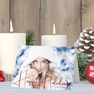 Tarjeta Festiva Navidades de guiones rojos del modelo Happy Holida