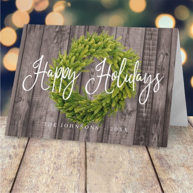 Tarjeta Festiva Navidades de guirnaldas botánicas rústicas (Subido por el creador)