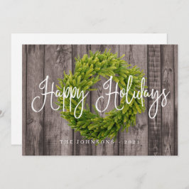 Tarjeta Festiva Navidades de guirnaldas botánicas rústicas