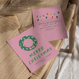 Tarjeta Festiva Navidades de guirnaldas pintorescas de color rosa 