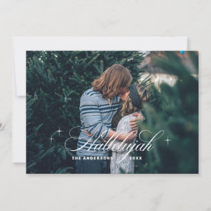 Tarjeta Festiva Navidades de Hallelujah Elegante foto religiosa