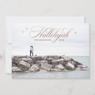 Tarjeta Festiva Navidades de Hallelujah   Foto cristiana elegante