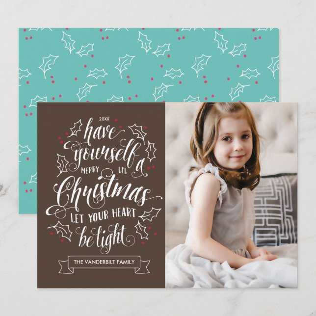 Tarjeta Festiva Navidades de Hand Lettered Merry Li 1 festividad f (Anverso / Reverso)