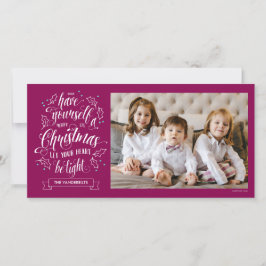 Tarjeta Festiva Navidades de Hand Lettered Merry Li a un lado