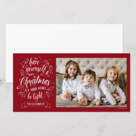 Tarjeta Festiva Navidades de Hand Lettered Merry Li a un lado