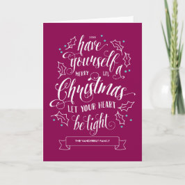 Tarjeta Festiva Navidades de Hand Lettered Merry Li doblan saludos
