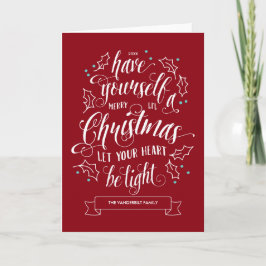 Tarjeta Festiva Navidades de Hand Lettered Merry Li doblan saludos