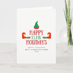 Tarjeta Festiva Navidades de Happy Elfin Holidays