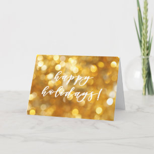 Tarjeta Festiva Navidades de Happy Holidays Gold Sparkles