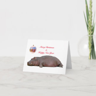 Tarjeta Festiva Navidades de Hippo y saludo de Año Nuevo
