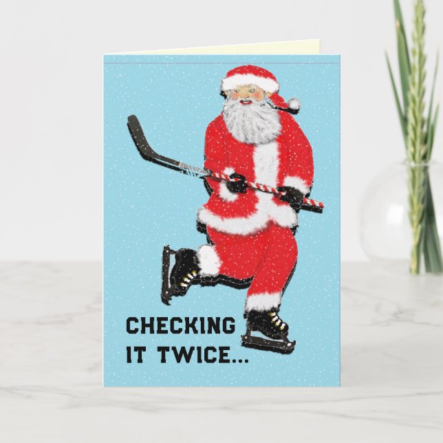 Tarjeta Festiva Navidades de hockey (Anverso)