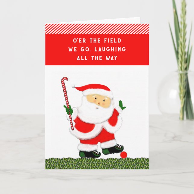 Tarjeta Festiva Navidades de hockey sobre hierba (Anverso)