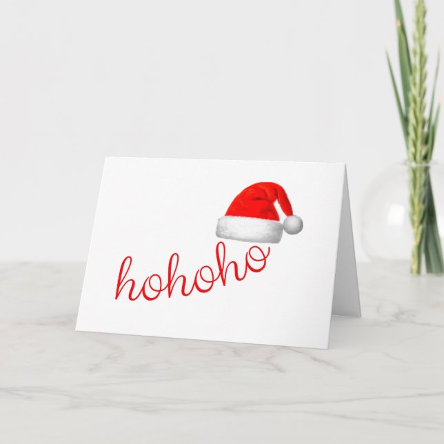 Tarjeta Festiva Navidades de HoHo Santa Hat (Anverso)