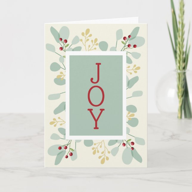 Tarjeta Festiva Navidades de hojas y bayas (Anverso)