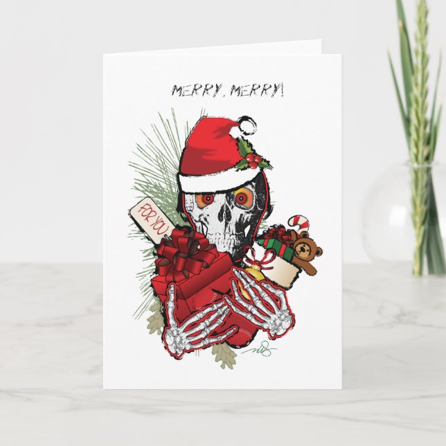 Tarjeta Festiva Navidades de Holiday Skull (Anverso)