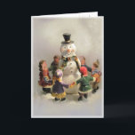 Tarjeta Festiva Navidades de Holly Jolly<br><div class="desc">Mientras estos niños bailan alegremente alrededor del muñeco de nieve, sus madres están arreglando chocolate caliente en el fondo. Por supuesto que no puedes ver a las madres - porque es la manera en que las madres están - ¡haciendo todas las cosas especiales en la espalda mientras todos los demás...</div>