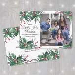 Tarjeta Festiva Navidades de Holly Jolly 1 follaje fotográfico de<br><div class="desc">¡Que tengan Navidades humildes, es la mejor época del año! Envíe elegantes saludos alegres y comparta una foto favorita con una tarjeta de vacaciones de fotos personalizado. Todo el texto de esta plantilla es sencillo para el personalizar de incluir cualquier texto, como Feliz Navidad, Felices Fiestas, Saludos de Temporadas, Saludos...</div>